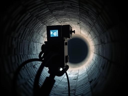 Camera inspecting inside a dark chimney flue