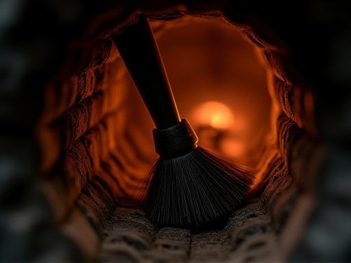 Chimney brush cleaning a flue